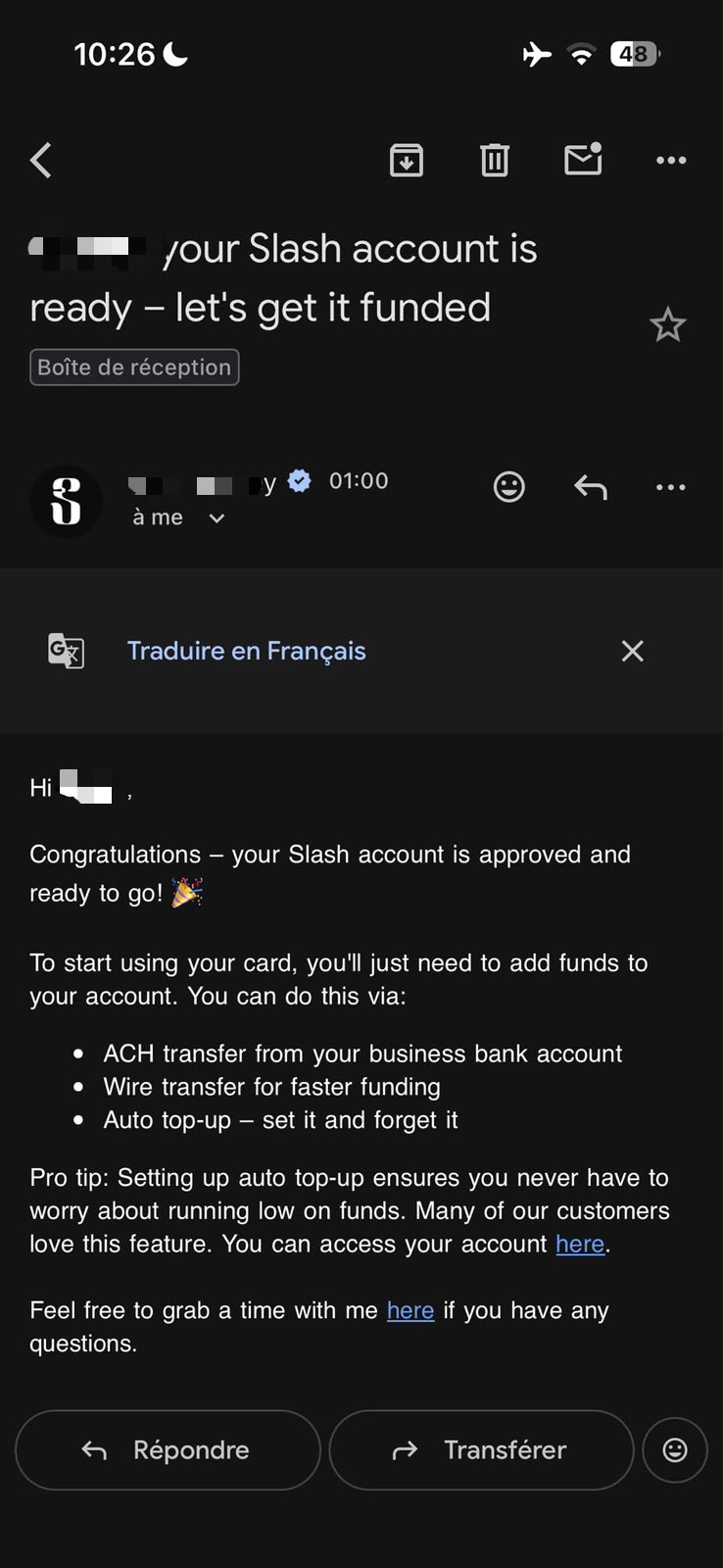 Compte Slash approuvé